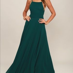 LULUS STRAPPY TO BE HERE FOREST GREEN MAXI DRESS